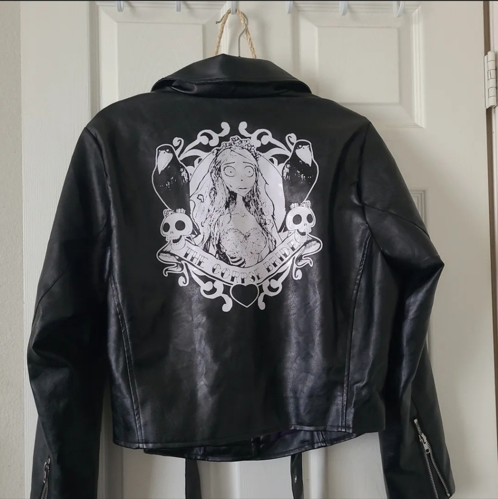 Corpse Bride X Unique Vintage Black Vegan Leather Jacket, Size 2X. NWT - Picture 4 of 9